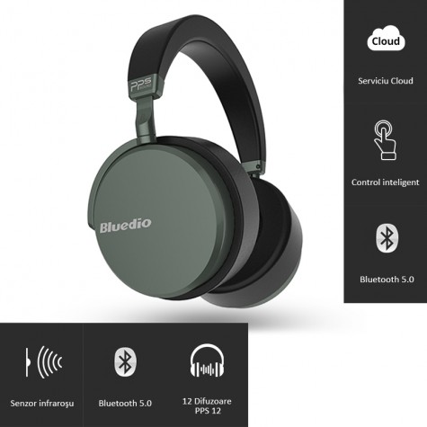 Casti Wireless Bluedio Victory 2 ( V2 ), Stereo, 12 Difuzoare, Bluetooth 5, USB Tip C, Cloud Service, Control Aplicatie