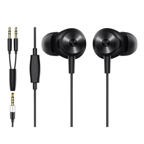 Casti in-ear cu fir Bluedio Li, Difuzor de 13mm, 115dB, 32Ω, Microfon HD, Jack placat cu aur, Design magnetic, Negru