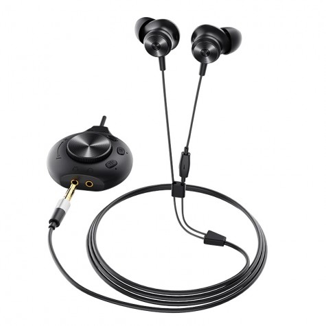 Casti in-ear cu fir Bluedio Li Pro, Placa de sunet 7.1, 115dB, 32Ω, Microfon HD, Jack placat cu aur, Design magnetic, Negru