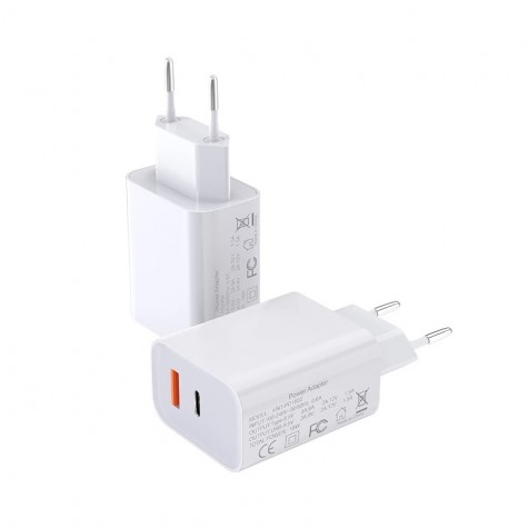 Incarcator Bluedio HNT-PD1802 Alb de 18W cu USB-A si USB Type-C